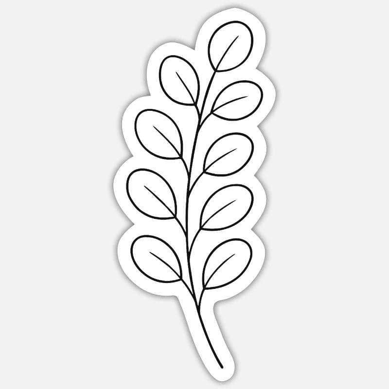 Line Branch Leaf Design - Sticker size S (10 x 10 cm) - white matte