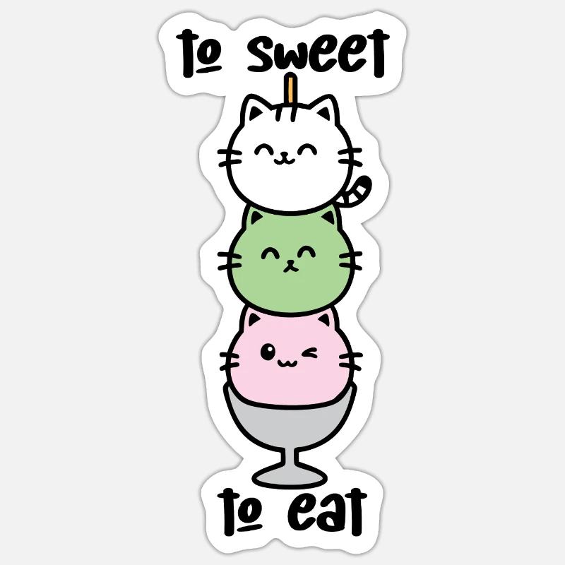 Katzen-Turm Eiscreme Stack - Sticker size S (10 x 10 cm) - white matte