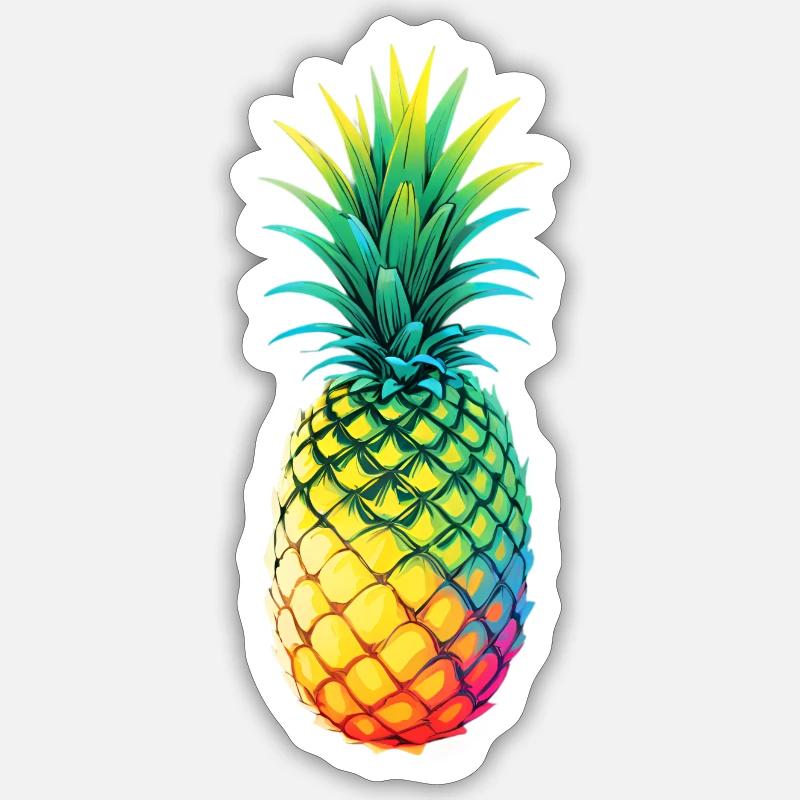 Rainbow Pineapple Illustration - Sticker size S (10 x 10 cm) - white matte