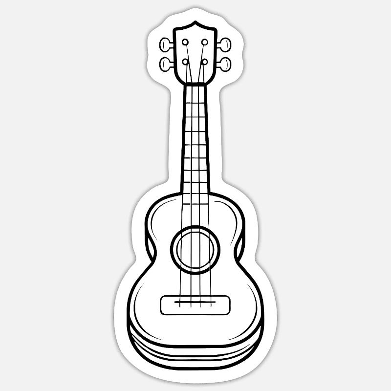 Sketch de ukulélé - Sticker taille S (10 x 10 cm) - blanc mat