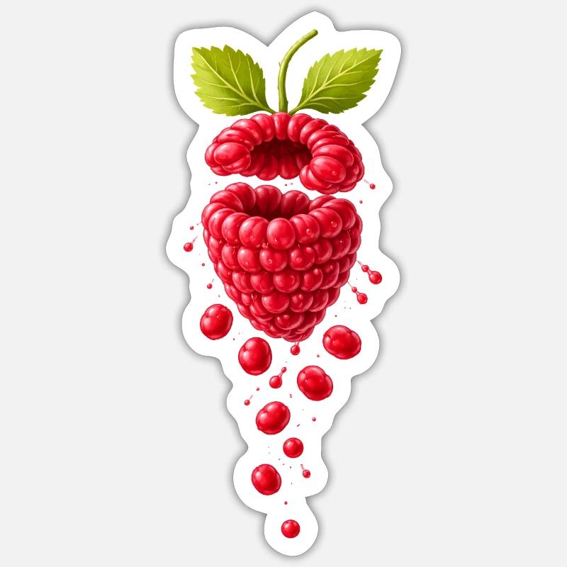 Juicy raspberry surealistic - Sticker size S (10 x 10 cm) - white matte