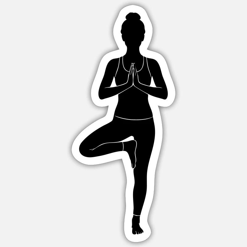 Tree Pose Yoga Silhouette - Sticker size S (10 x 10 cm) - white matte