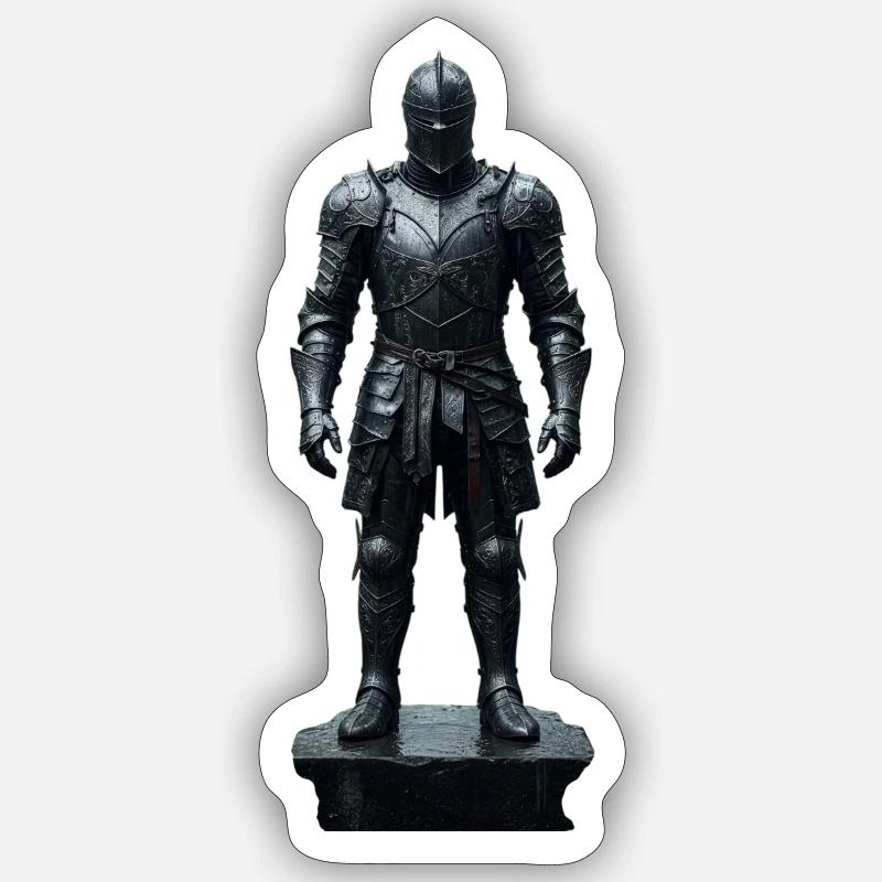 Dark Knight Armor Krieger-Silhouette - Sticker Größe S (10 x 10 cm) - Mattweiß