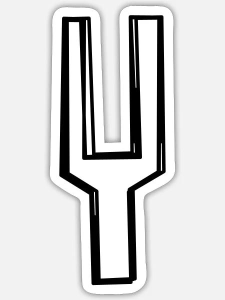 Stimmgabel handgezeichnet - Sticker Größe S (10 x 10 cm) - Mattweiß