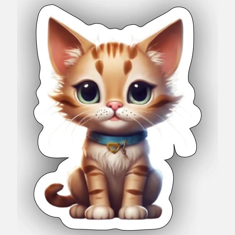 Chat brun Sticker taille S (10 x 10 cm)