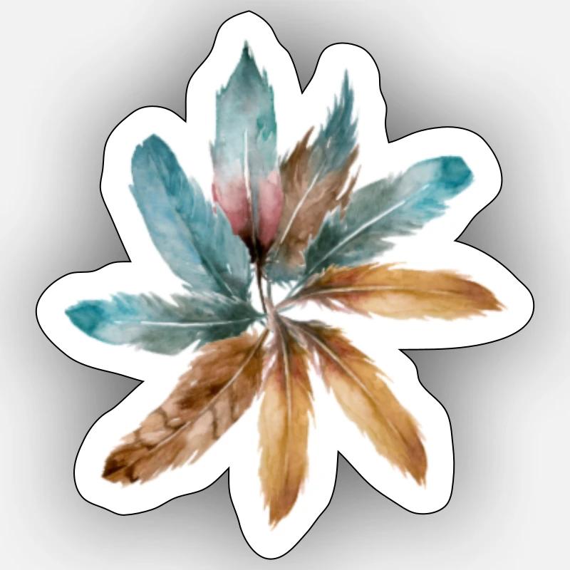 Flower feather - Sticker size S (10 x 10 cm) - white matte