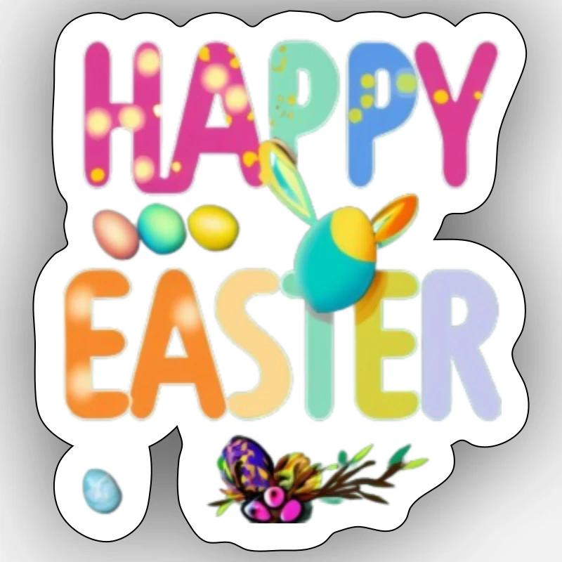 Happy Easter - Sticker Größe S (10 x 10 cm) - Mattweiß