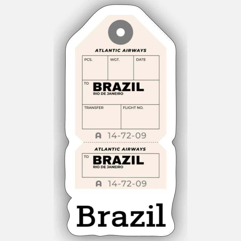 Brazil Flight Ticket - Sticker size S (10 x 10 cm) - white matte