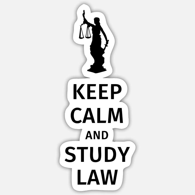 keep calm and study law - Sticker taille S (10 x 10 cm) - blanc mat