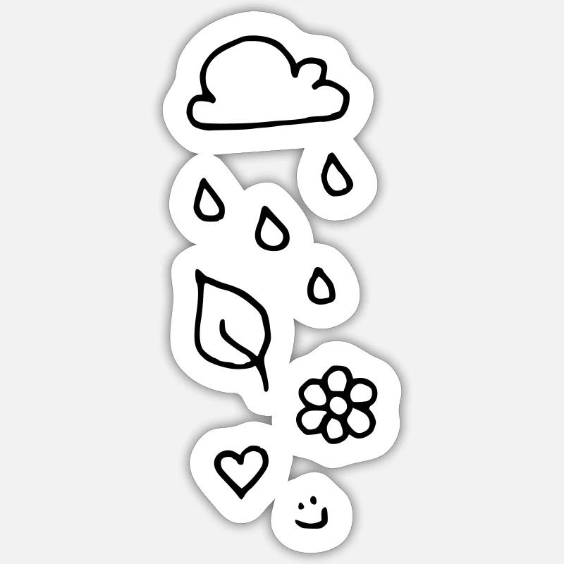 Cloud rain heart leaf flower smiley Sticker size S (10 x 10 cm)