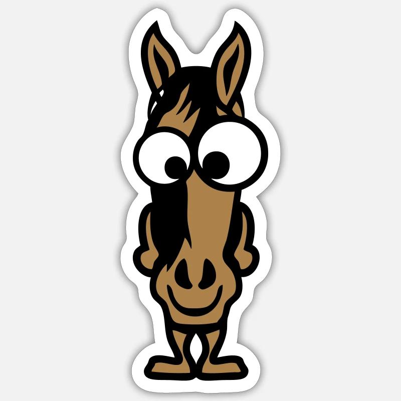 cheval animaux rigolo face - Sticker taille S (10 x 10 cm) - blanc mat