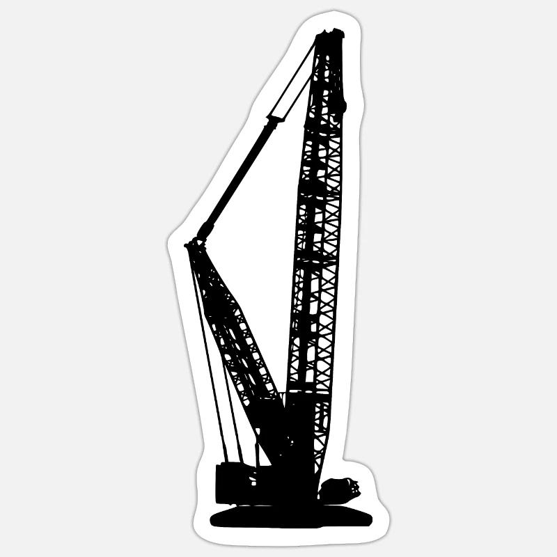 Grue Sur Chenille Grue Sur Chenille - Sticker taille S (10 x 10 cm) - blanc mat