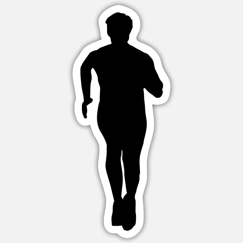 runner, running - Sticker taille S (10 x 10 cm) - blanc mat