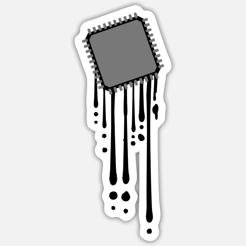 schmelzen tropfen graffiti cpu computer nerd desig Sticker Größe S (10 x 10 cm)