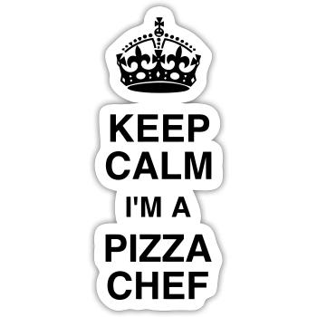 pizza / pizzaiolo / chef / italie / pizzaiola - Sticker taille S (10 x 10 cm) - blanc mat - Devant