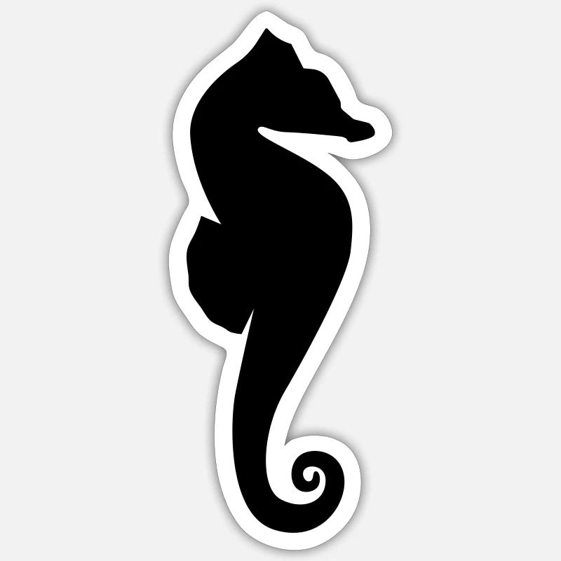 hippocampe - Sticker taille S (10 x 10 cm) - blanc mat