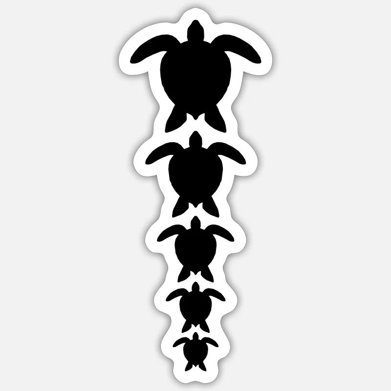 Many water turtles row - Sticker size S (10 x 10 cm) - white matte
