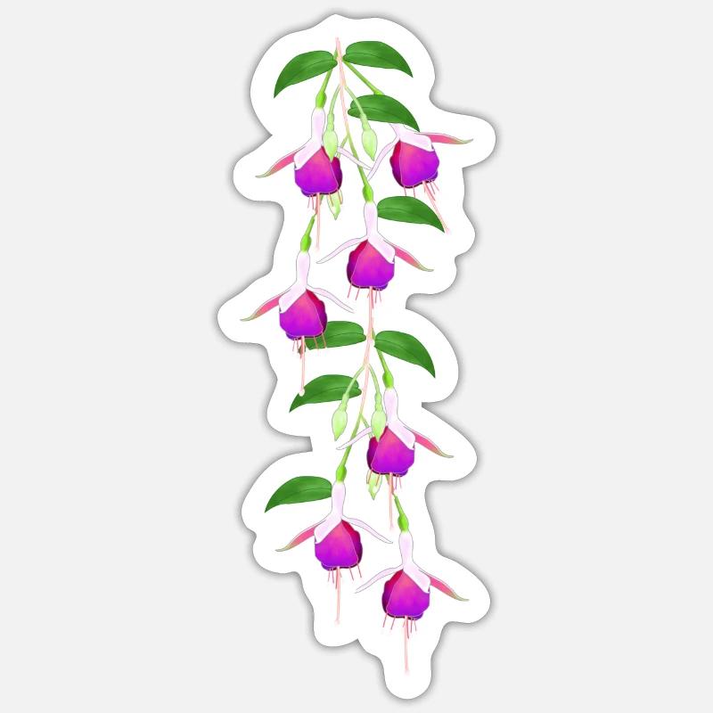 Fuchsia, fleurs - Sticker taille S (10 x 10 cm) - blanc mat