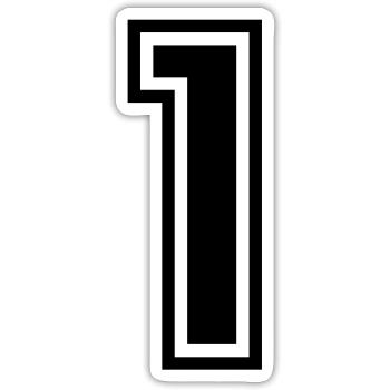 1 - Numéro 1 - Numéro de maillot bicolore changement de couleur - Sticker taille S (10 x 10 cm) - blanc mat - Devant