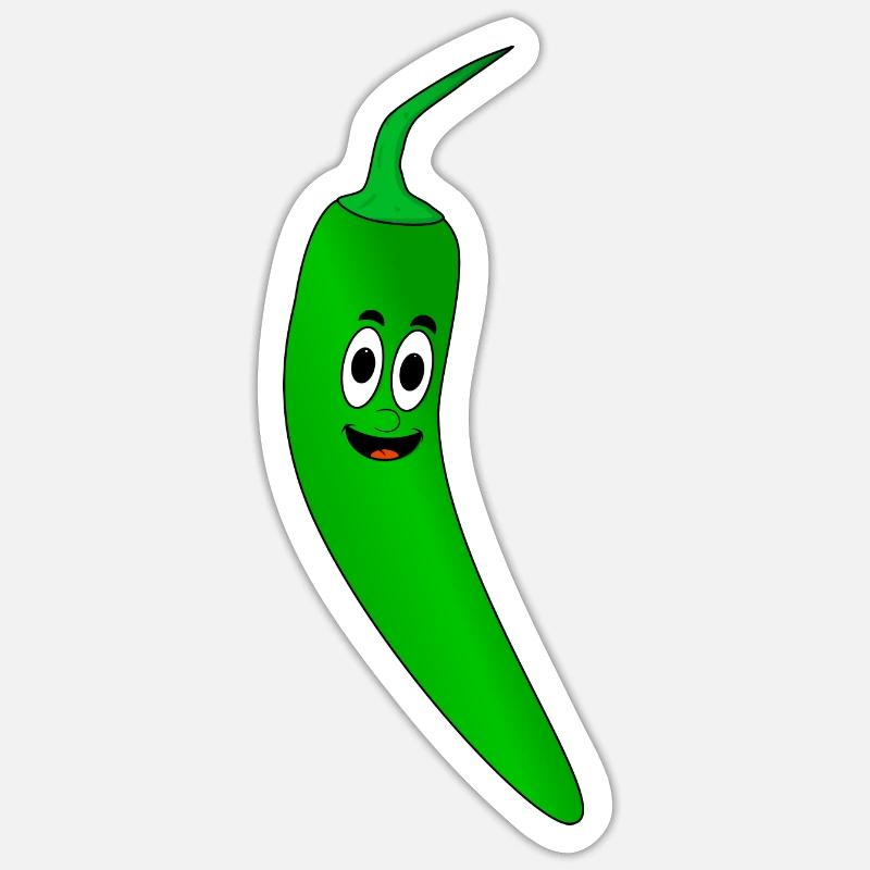 Piment vert heureux - Sticker taille S (10 x 10 cm) - blanc mat