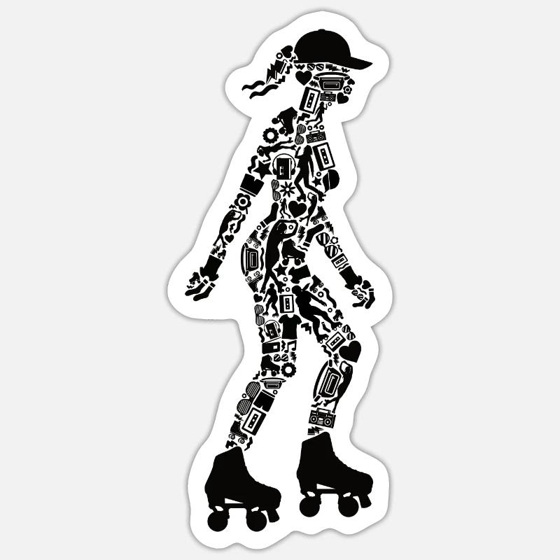 Rollschuh Mädchen Rollschuhe Roller Skating Sticker Größe S (10 x 10 cm)