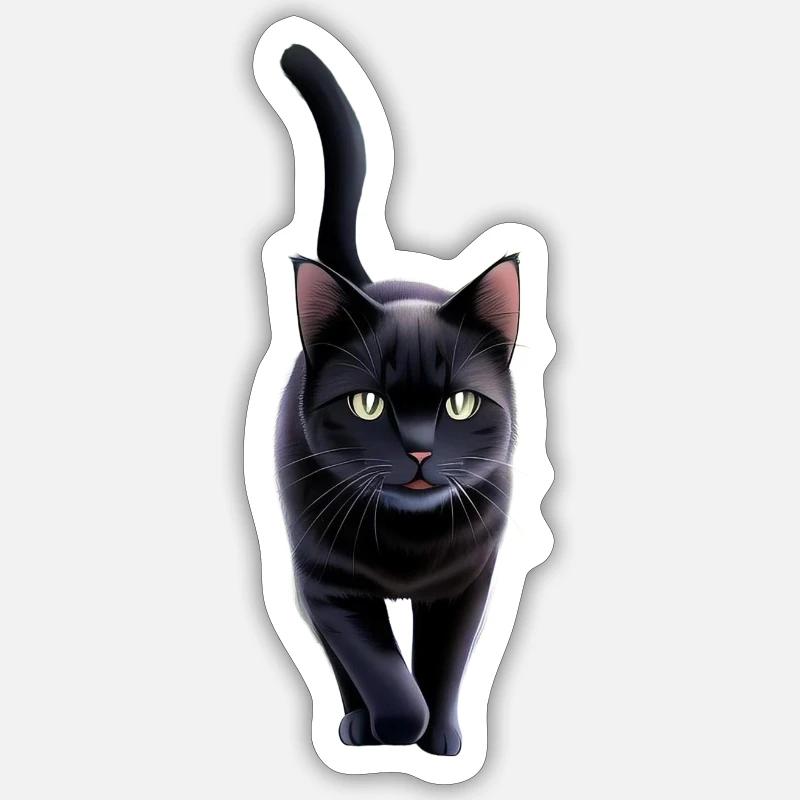 Le chat noir - Sticker taille S (10 x 10 cm) - blanc mat