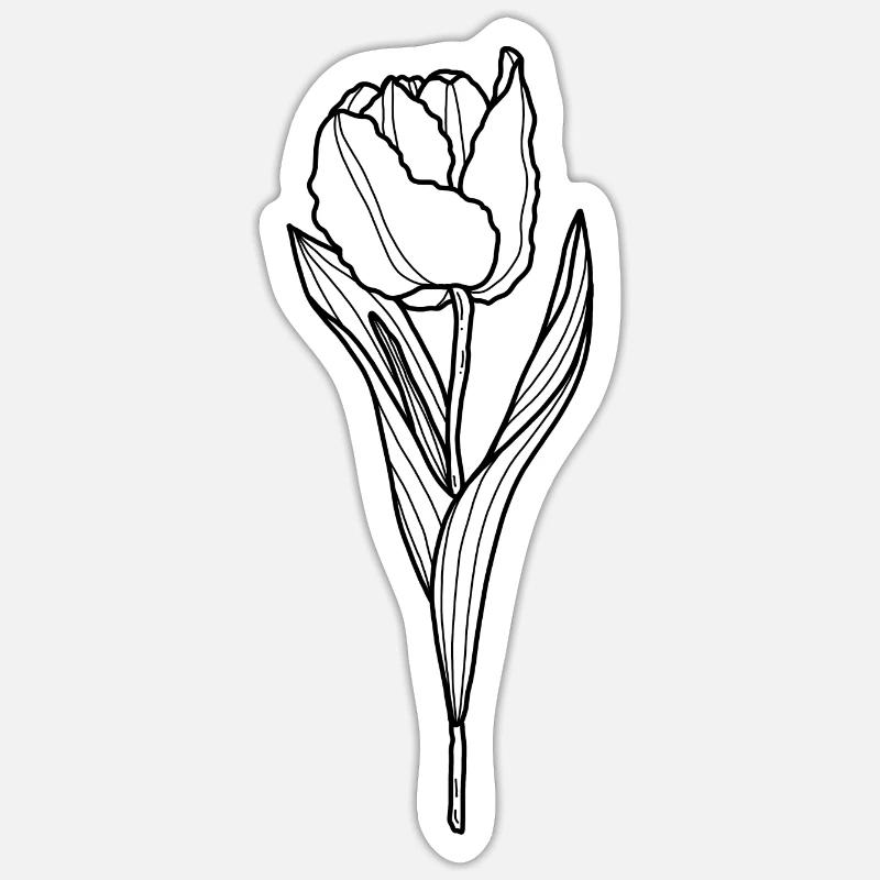 Tulipe fleurie - Sticker taille S (10 x 10 cm) - blanc mat