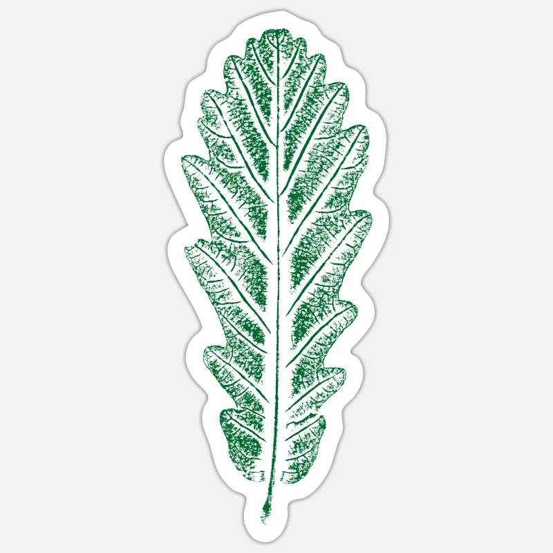 Eiche - Blatt / Eichenblatt - DRUCK - Sticker Größe S (10 x 10 cm) - Mattweiß