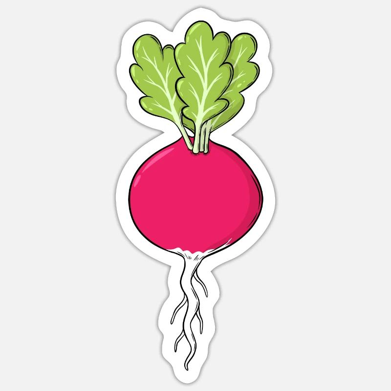 Rotes Radies mit Blättern Gemüse Radieschen Sticker Größe S (10 x 10 cm)
