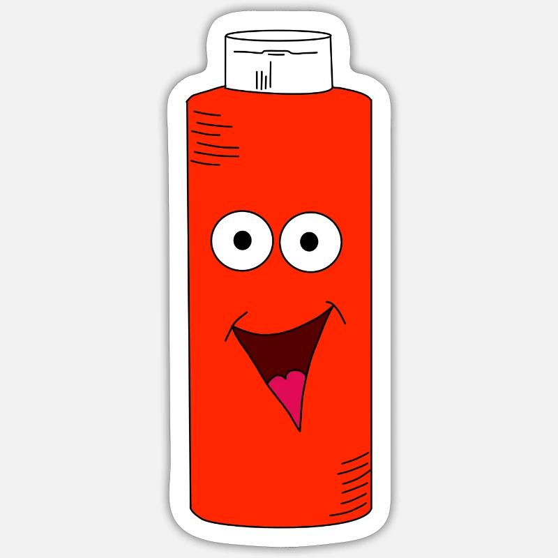 Bouteille de ketchup avec visage - Sticker taille S (10 x 10 cm) - blanc mat