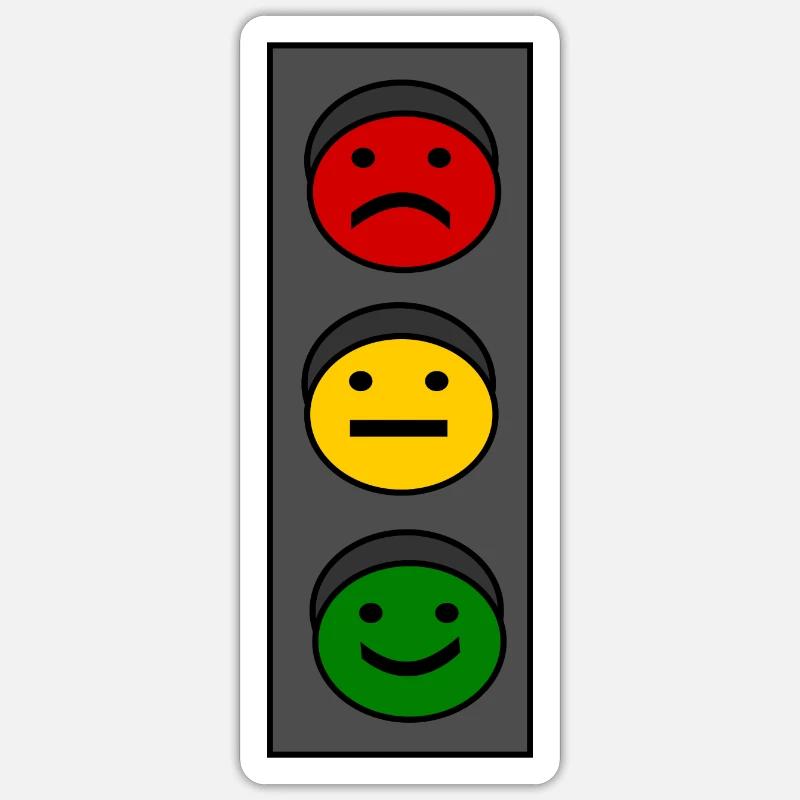 Traffic light emoticons - Sticker size S (10 x 10 cm) - white matte