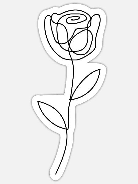 Abstrakte Blumen Linien - Sticker Größe S (10 x 10 cm) - Mattweiß