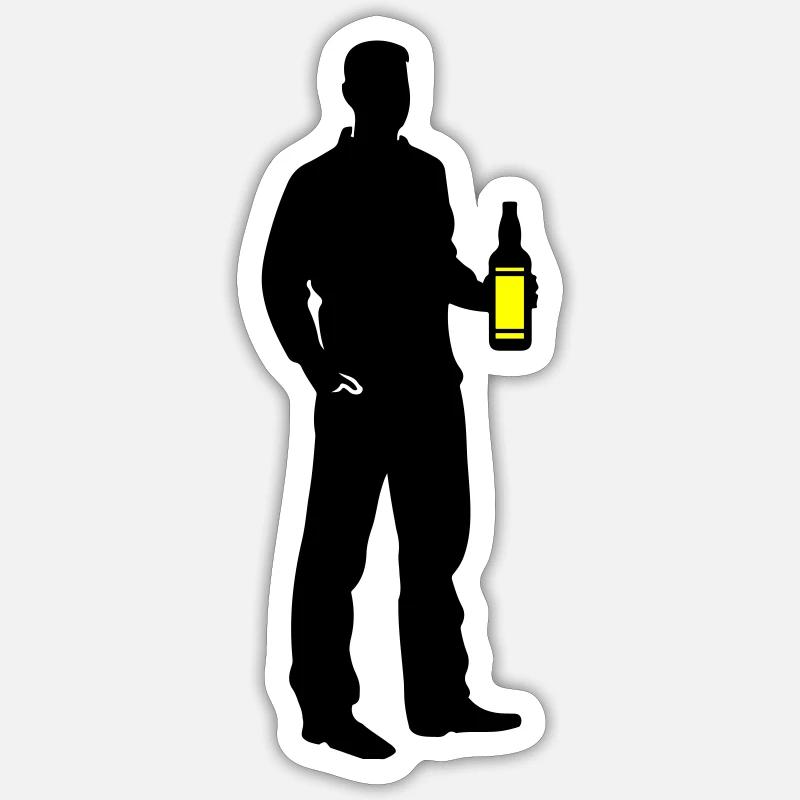 Drinker Silhouette Icon - Sticker size S (10 x 10 cm) - white matte