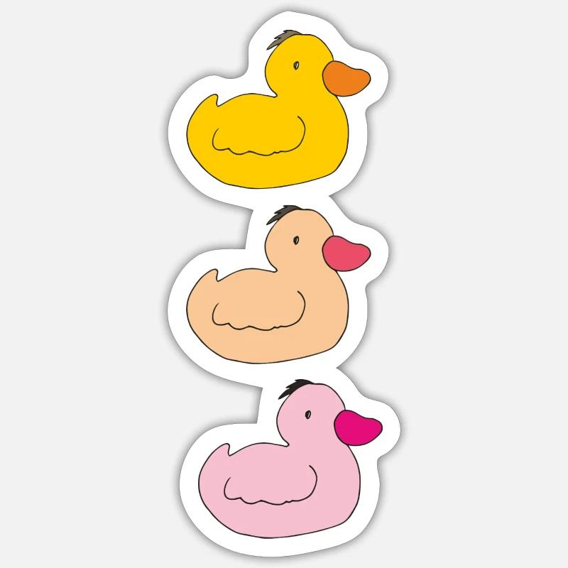 entchen bunt - Sticker Größe S (10 x 10 cm) - Mattweiß