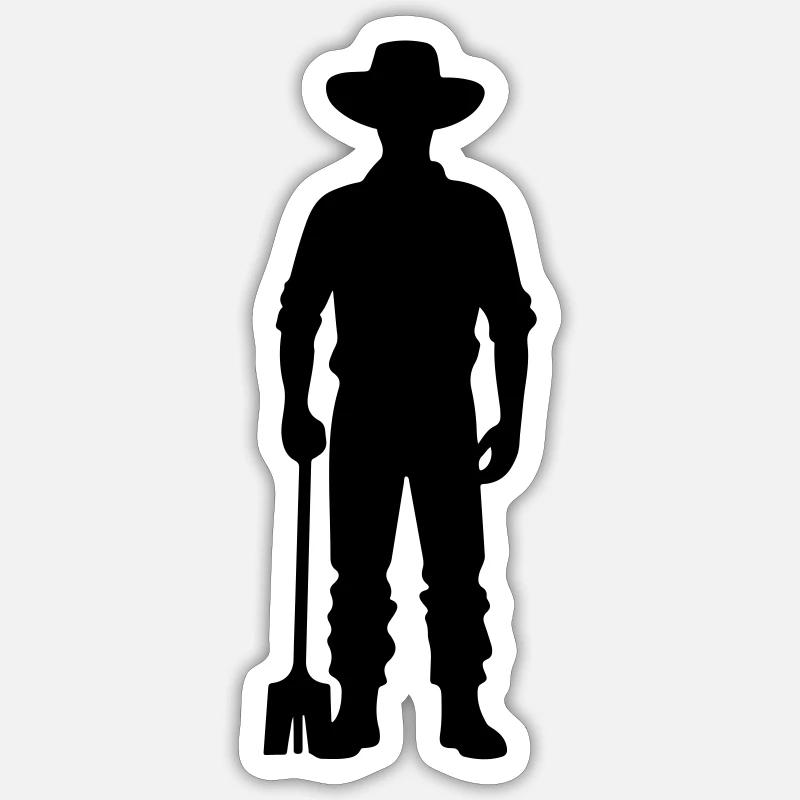 Farmer Silhouette - Sticker Größe S (10 x 10 cm) - Mattweiß