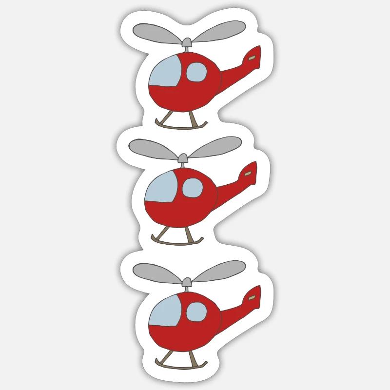 Hélicoptère 3x - Sticker taille S (10 x 10 cm) - blanc mat