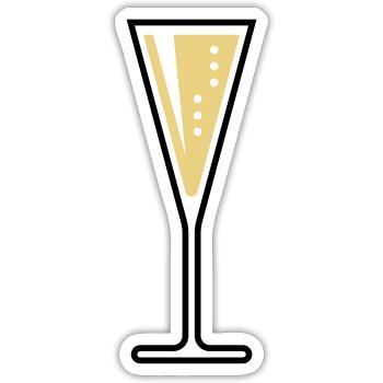 Glass Of Sparkling Wine (Funnel / Closed / 2C) - Sticker size S (10 x 10 cm) - white matte - Front
