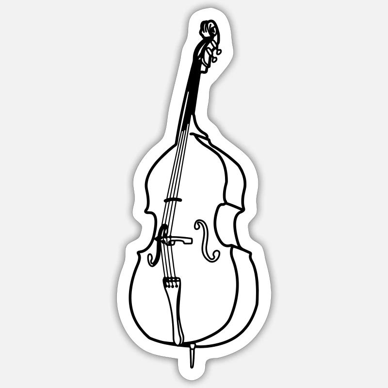 Kontrabass transparent - Sticker Größe S (10 x 10 cm) - Mattweiß