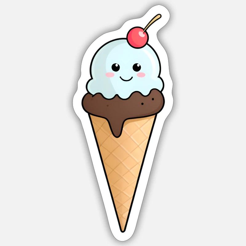 Kuscheliges Eis mit Kirsche - Sticker Größe S (10 x 10 cm) - Mattweiß
