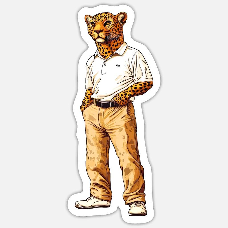 Éventail Léopard - Sticker taille S (10 x 10 cm) - blanc mat