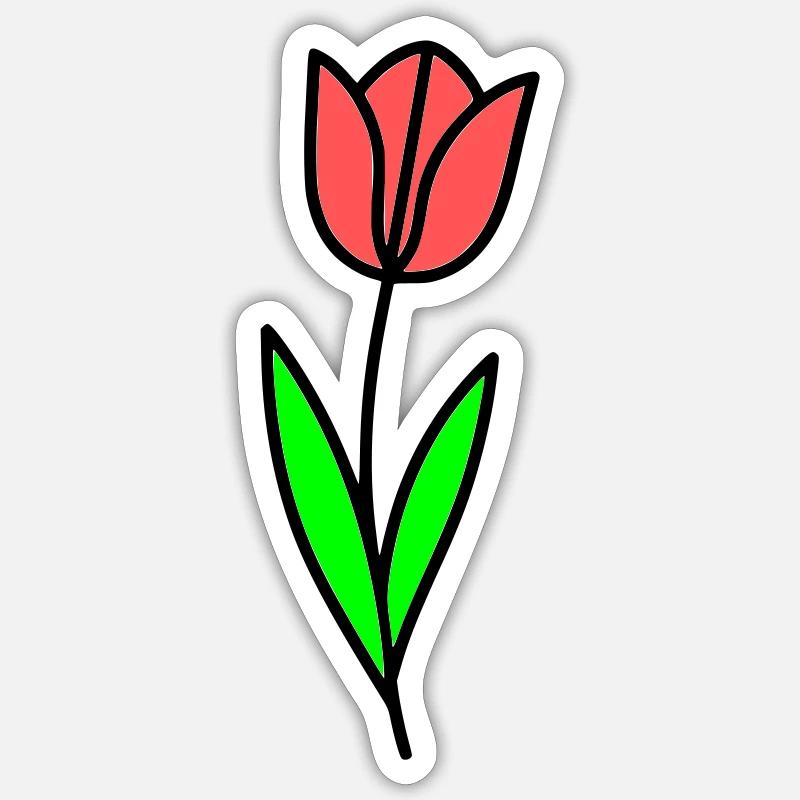 Bande dessinée Tulip Fleur - Sticker taille S (10 x 10 cm) - blanc mat