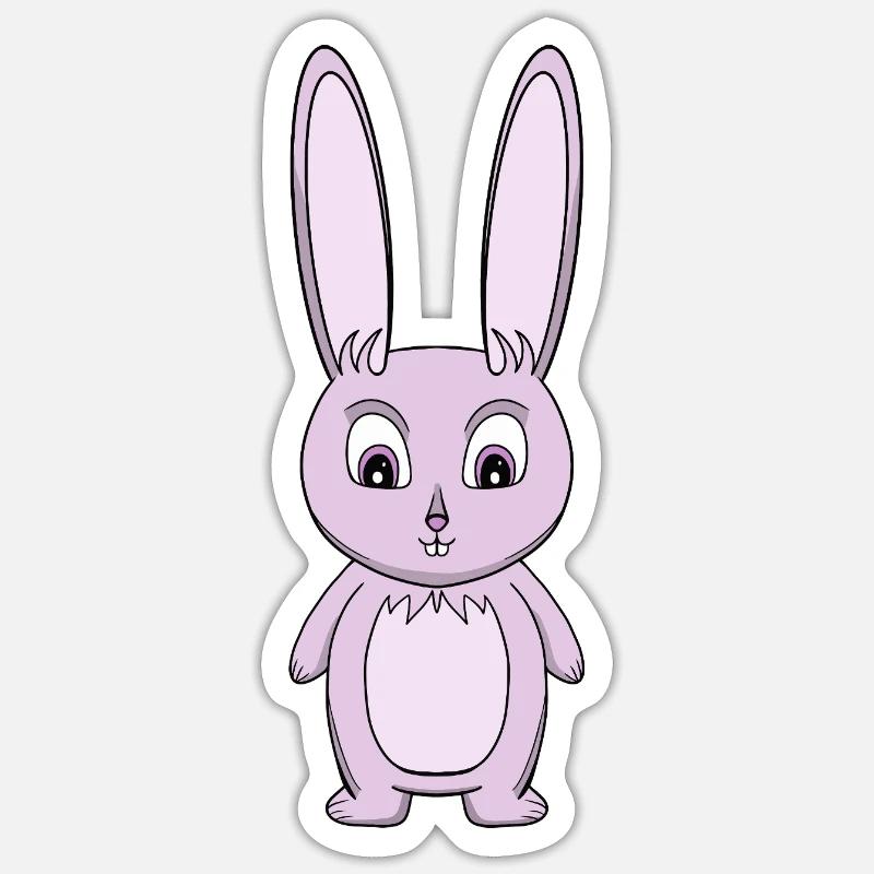 Lavender Bunny Cartoon - Sticker Größe S (10 x 10 cm) - Mattweiß