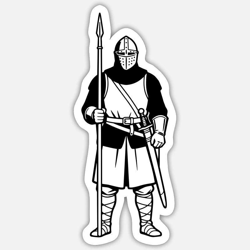 Chevalier à lance - Sticker taille S (10 x 10 cm) - blanc mat