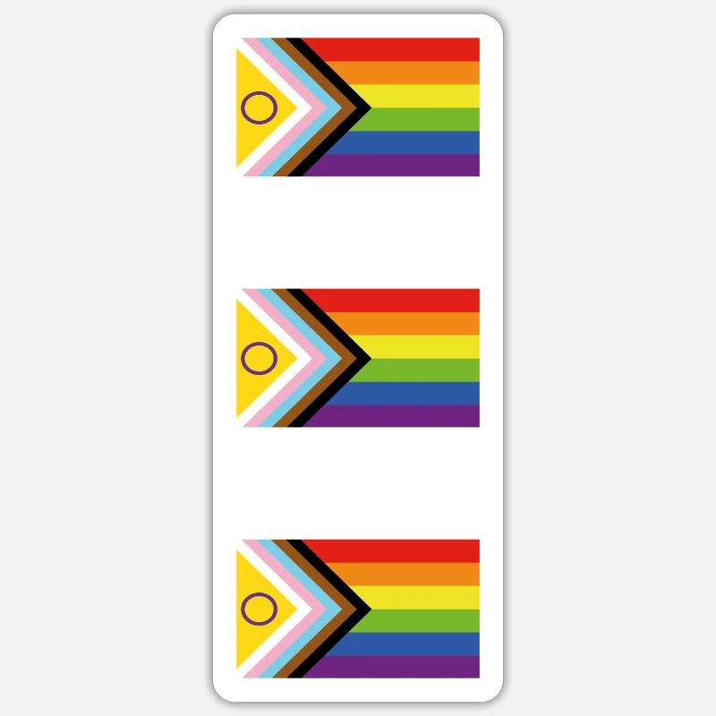 Progress Inclusive Pride Rainbow Flag LGBTQ+ - Sticker Größe S (10 x 10 cm) - Mattweiß