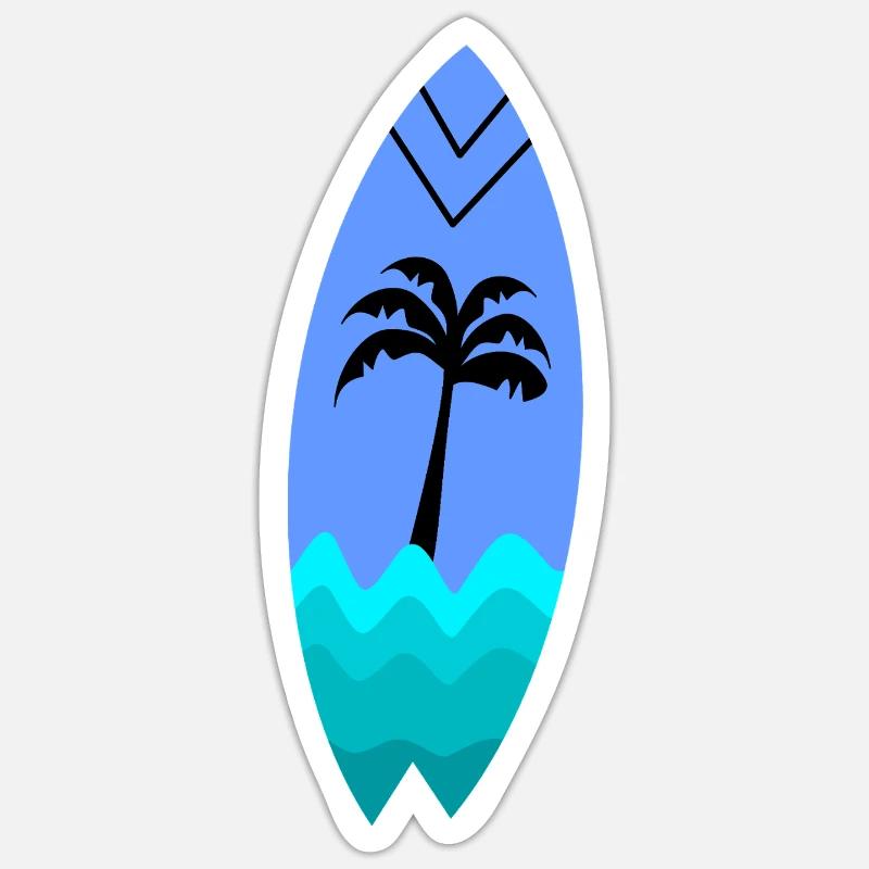Planche Palmier Turquoise - Sticker taille S (10 x 10 cm) - blanc mat
