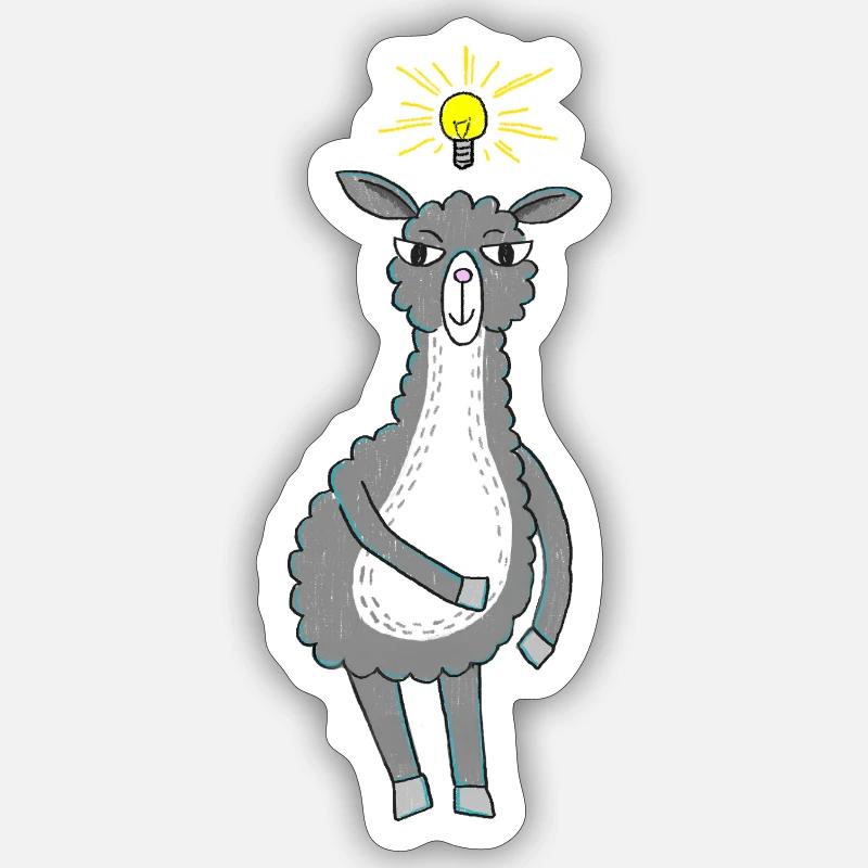 Lama a une idée - Sticker taille S (10 x 10 cm) - blanc mat