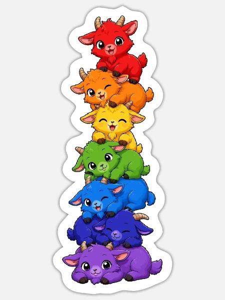 Regenbogen-qualle Pride Kawaii Niedlich Lgbtq - Sticker Größe S (10 x 10 cm) - Mattweiß