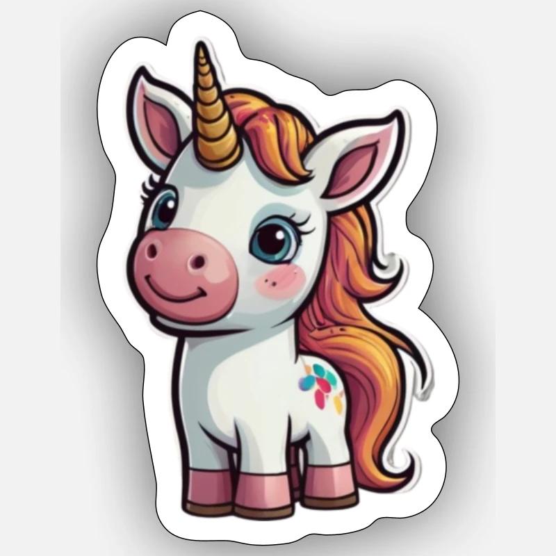 Comic-Einhorn - Sticker Größe S (10 x 10 cm) - Mattweiß
