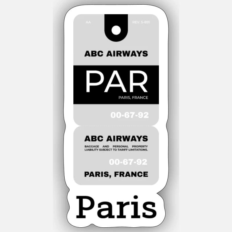 Paris Flight Ticket Sticker size S (10 x 10 cm)
