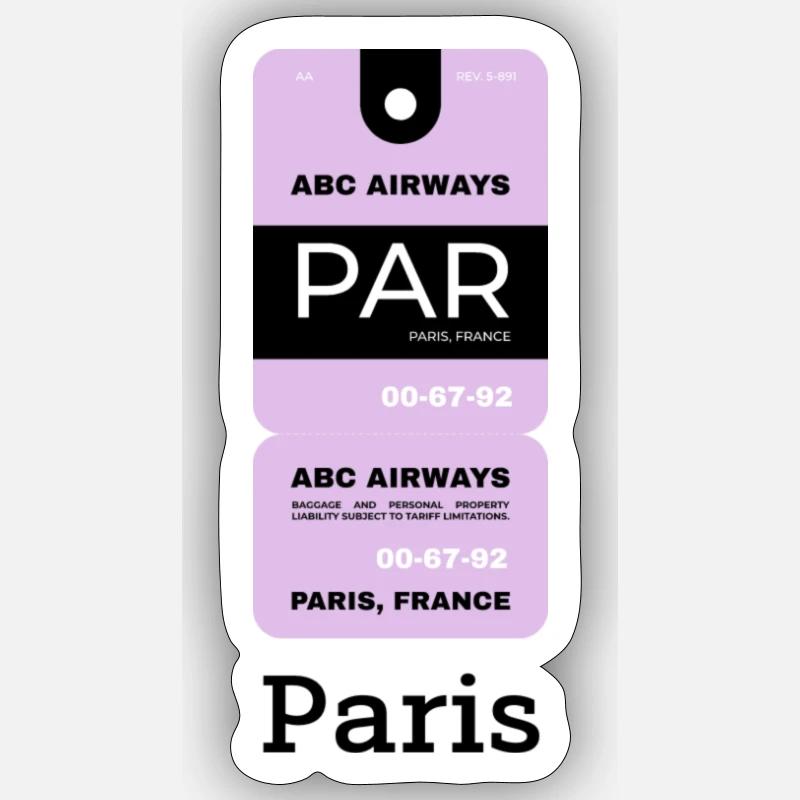 Paris Flight Ticket - Sticker Größe S (10 x 10 cm) - Mattweiß